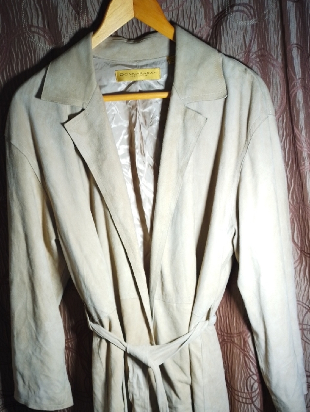 Donna Karan Beige Suede Trench Jacket